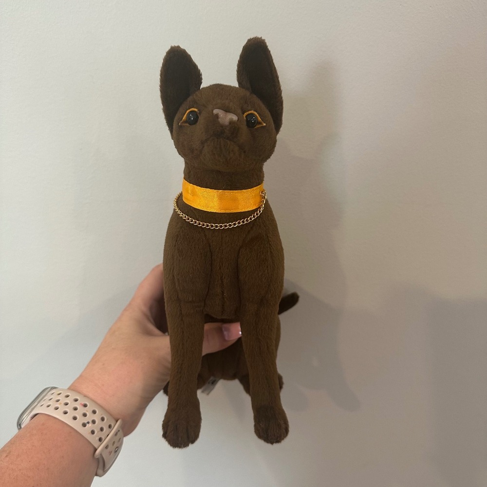 Hansa Bastet Pharaoh Cat Plush Brown Seated Stuffed Animal 1999 Vintage 8.5 Inch